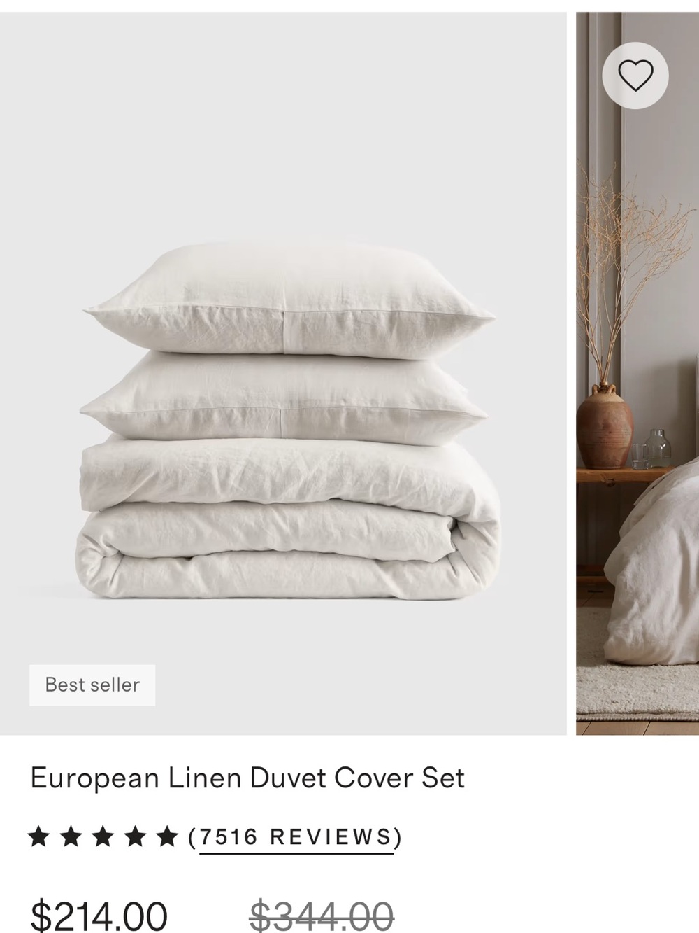 Quince European Linen Duvet Cover Set sand King/ Cal King